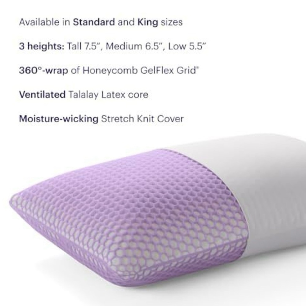 Purple Harmony™ Pillow standard size medium firmness 1 available $210 ea retail